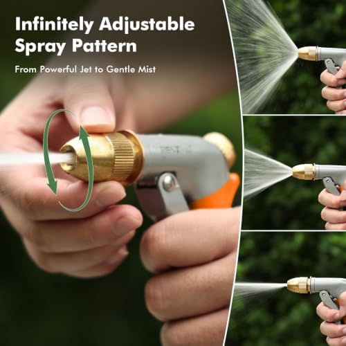 RESTMO Metal Water Hose Nozzle, High Pressure Garden Sprayer, Orange