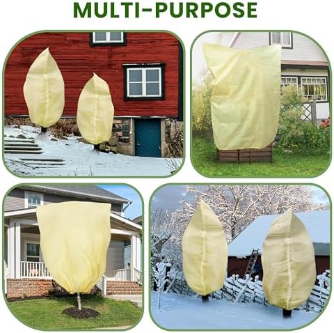 80”(W) x95”(H) Plant Covers Freeze Protection, 2.8oz/yd²Heavy-Duty Tree Covers, 2 Pack Extra Large Frost Cloths & Blankets with Zipper Drawstring for Fig Palm Citrus Lemon Trees and Shrubs