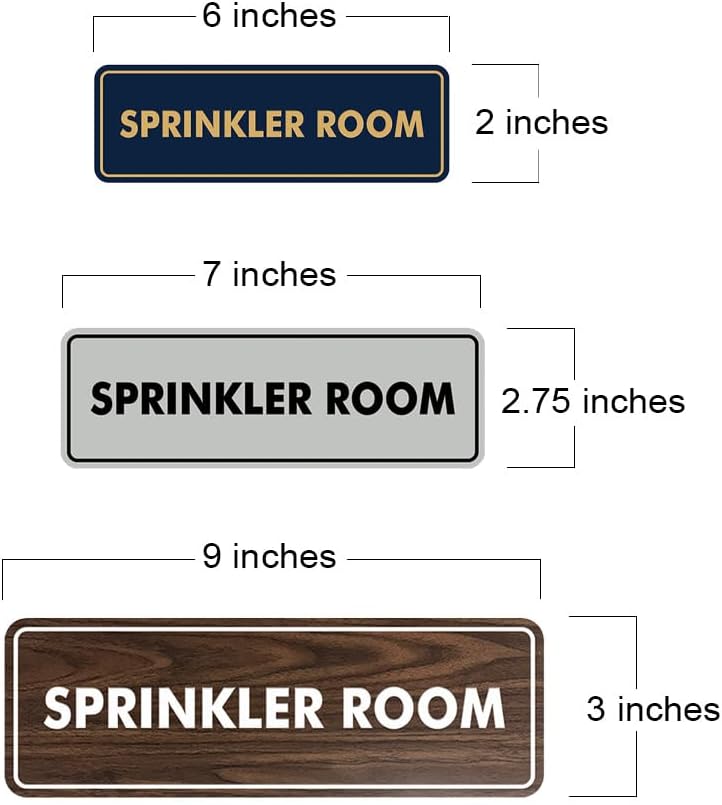 Signs ByLITA Standard Sprinkler Room Sign (Black/Silver) - Small 2 Pack