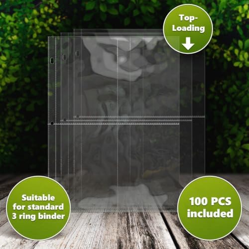 800 Pockets Seed Storage Organizer Sleeves (100 Pack) Slot Size 3.5x5, 8 Pocket Garden Seed Organizer, Clear Sleeves for Seed Packet Storage, Seed Keeper, Seed Organizer Binder