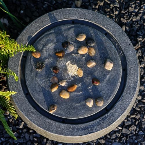 18" Garden Bubbler Waterfall Fountain with LED Lights & Pump, Gray