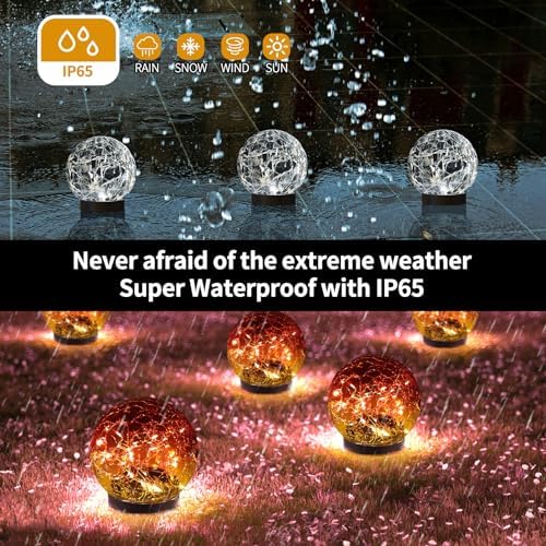 JKIMK Solar Globe Lights Outdoor Waterproof-Solar Balls for Garden