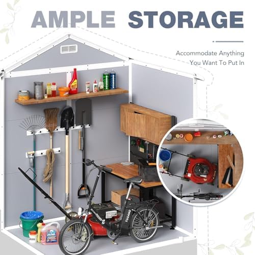 Devoko 6 x 4 FT Resin Outdoor Storage Shed with Floor, Plastic Tool Shed
