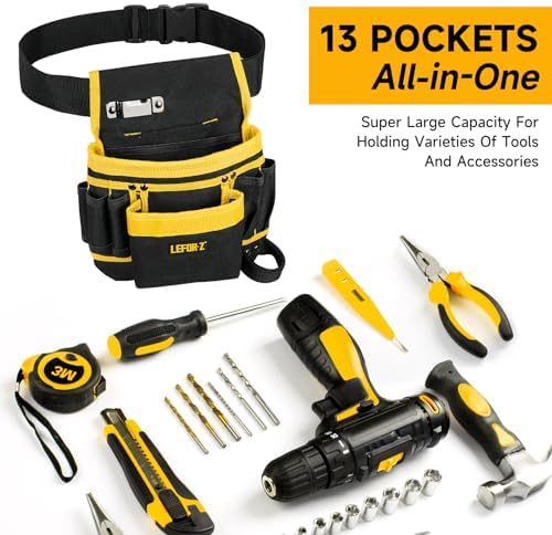 LEFOR·Z Tool Belt,13-Pockets Tool Belts for Men with Magnetic Tool Pouch