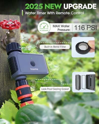 Insoma Sprinkler Timer with Remote Control, Water Hose Timers, Turns Water Off Automatically, Up to 120 Minutes of Run Time, Irrigation Timer for Lawn, Drip, Soaker Hose, and Garden, 1 Outlet