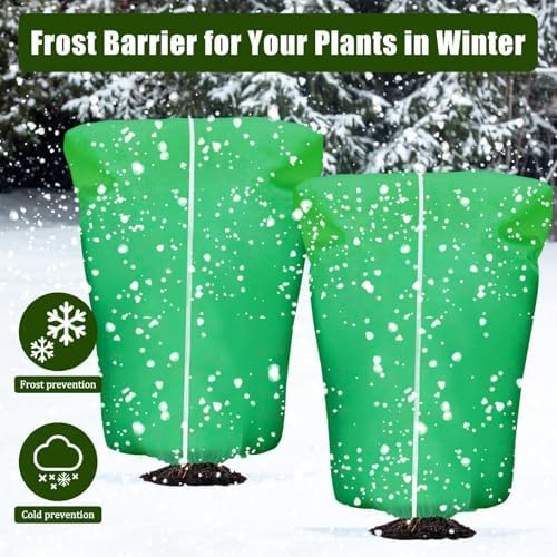 4 Pcs Plant Covers Frost Protection Bag 71"X47" Winter Reusable Plants Jacket with Zipper Drawstring Large Plant Protection Wraps Bags Frost Blanket for Winter Outdoor Garden Plants