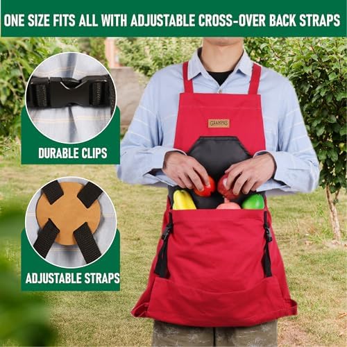 Grampa's Gardening Apron Cross Back Garden Apron with Large Pockets