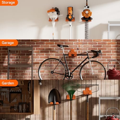 Garage Storage Trimmer Rack, Weed Whackers Holder Organizer, Orange, 1 Pack