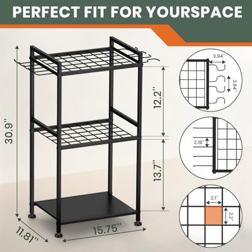 SPACECARE Garden Tool Organizer with Feet Up to 35 Long-Handled Tools Black