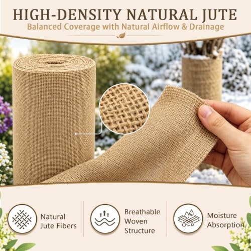 15ftx40in Natural Burlap Fabric Roll, High Density Jute Fiber Blanket
