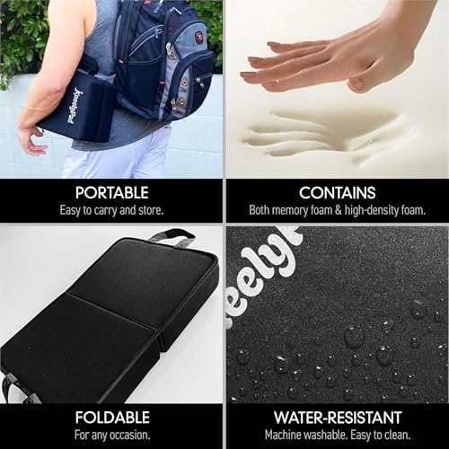 KneelyPad by Kneely | Kneeling Pad for Gardening, Exercise, Cleaning, & Mechanic Work | Extra Thick Memory Foam Knee Cushion for Gardening & More with Washable Cover | Foldable Knee Pad with Handle