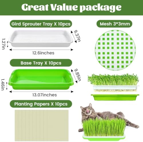 10 Pack Seed Sprouter Trays, Microgreens Growing Trays Kit