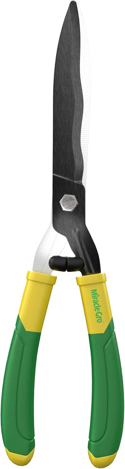 Miracle-Gro 18 in. Wavy Blade Hedge Shears – Lawn and Yard Tool with Sharp Carbon Steel Blades for Trimming Borders, Shaping Bushes, and Shaping/Trimming Hedges, Shrubs