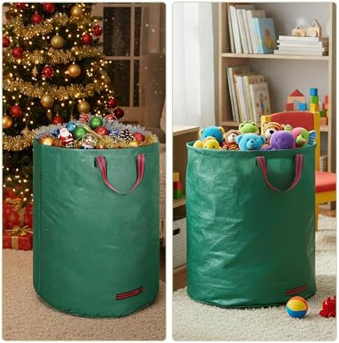 Dntorx 132 Gallon Reusable Yard Waste Bags, 2 Pack Lawn Leaf Bags