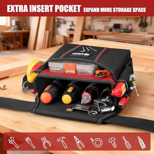 Tool Belt for Men, 10 Pockets Magnetic Tool Pouch Heavy Duty Toolbelt