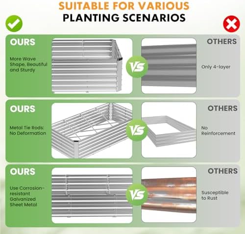 DUMOS Galvanized Raised Garden Bed Outdoor, Planter Box, 8x4x2ft