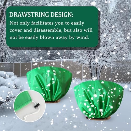 8 Pcs Plant Covers Frost Protection Bag 39.3"X19.6" Winter Reusable Plants Jacket with Drawstring Shrub Protection Wraps Bags Frost Blanket for Winter Outdoor Garden Plants