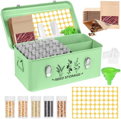 Seed Storage Box Organizer - Metal Garden Seed Storage Container Kit