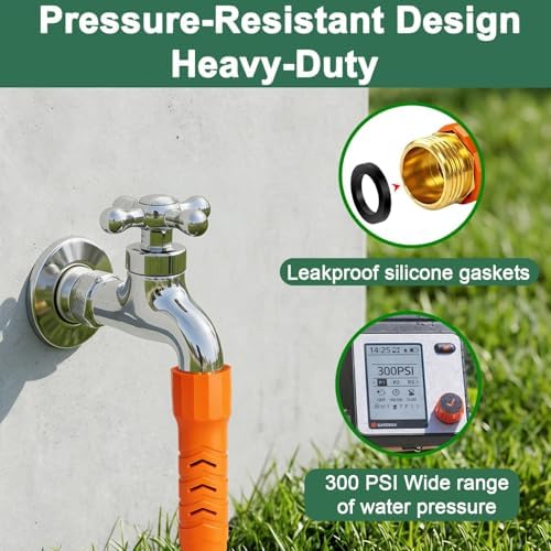 100FT Flexible Garden Hose & 10Modes Nozzle,Lightweight Water Hose,Kink-Free,All-Weather 3/4 in. Hose for RV,Boat,Car Wash,Garden,Yard,Camper,Outdoor (100Ft,Orange-Black)