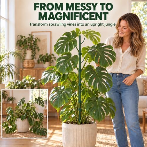 10-Piece Stackable Plant Support Stakes - 38" Sturdy Monstera Pole