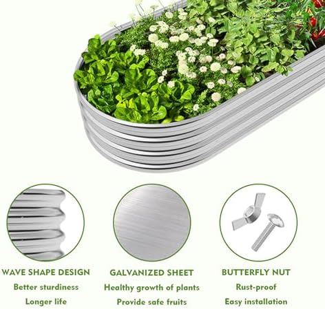 2-Pack Metal Raised Garden Bed, 4x2x1ft Galvanized Planter Box for Outdoor Vegetables & Flowers, Corrosion-Resistant Raised Garden Beds Outdoor with Open-Bottom Design, Lead-Free Herb Garden Planter