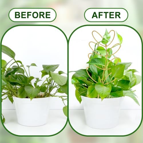 2 Pcs Gold Trellis Leaf Shape 12 Inch Metal Plant Support