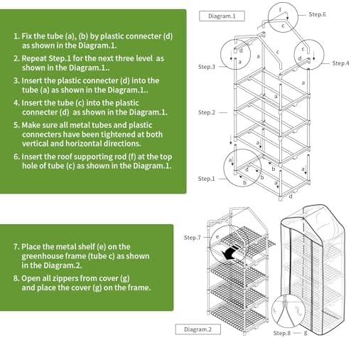 4-Tier Mini Greenhouse Shelves with White PE Cover