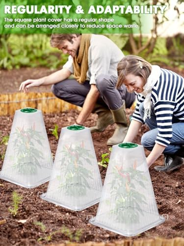 20 Pack Garden Cloches for Plants with 40 Ground Stakes and Rotary Vent