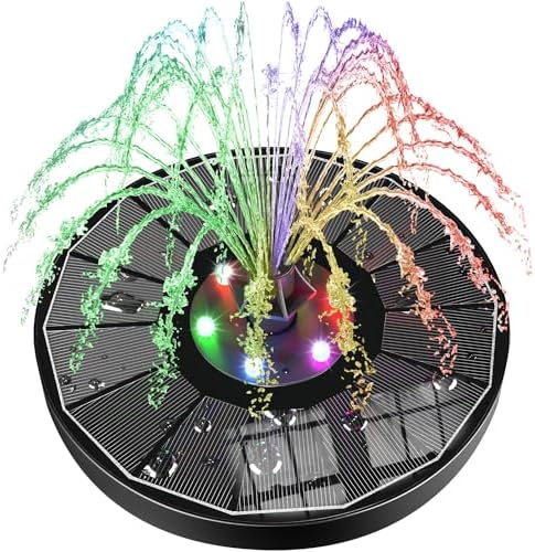 SZMP Solar Water Fountain Upgraded 100% Glass Panel, 3.5W Solar Powered Fountain Built-in 2000 Battery with 7 Nozzle & 4 Fixer, Solar Fountain Pump for Bird Baths, Fish Tank, Outdoor
