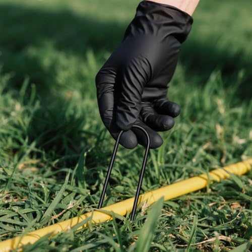 8 inch 20 Pack U Shape Black Garden Stakes,11 Gauge Garden Pins,U-Shaped Tent Stakes,Galvanized Landscape Staples for Yard Lawn,Tube, Landscape Fabrics,Irrigation Hose and Weed Barriers