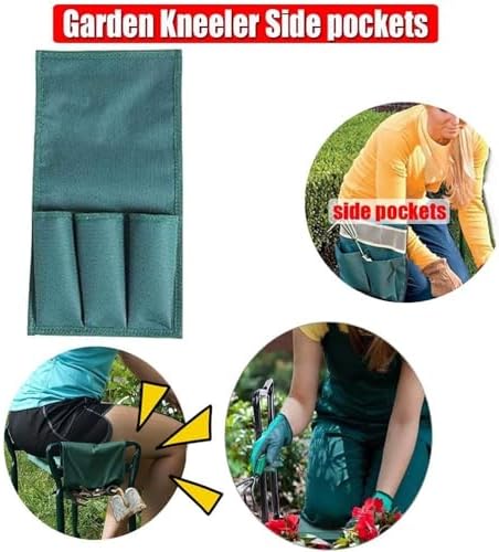 Garden Kneeler Side Bag 2 Pcs – Foldable Oxford Tool Pouch for Garden Kneeler Seat, Portable Gardening Accessories Storage Organizer
