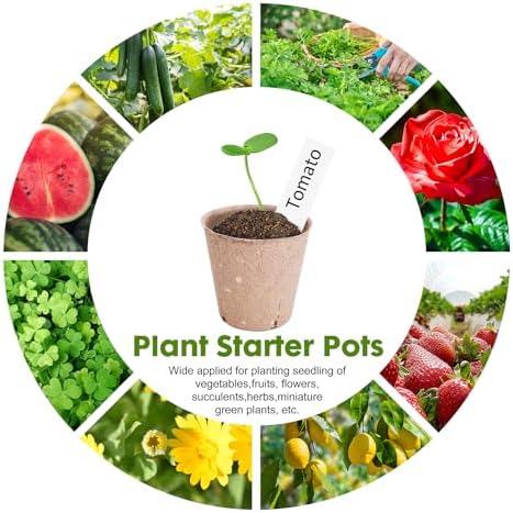 40 Pack Peat Seedling Pots for Garden Seed Starting, 3.15 Inch Biodegradable Nursery Pots with 10 Plant Labels for Flowers, Herbs & Vegetables