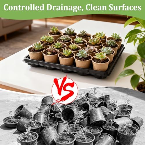 RooTrimmer 3.15 Inch Peat Pots 100 Pcs with 20 Cell Seedling Trays 5 Pcs, Biodegradable Seed Starter Pots with Drainage, Reusable Nursery Tray for Seed Starting Indoor Gardening Propagation Kit 5 Sets