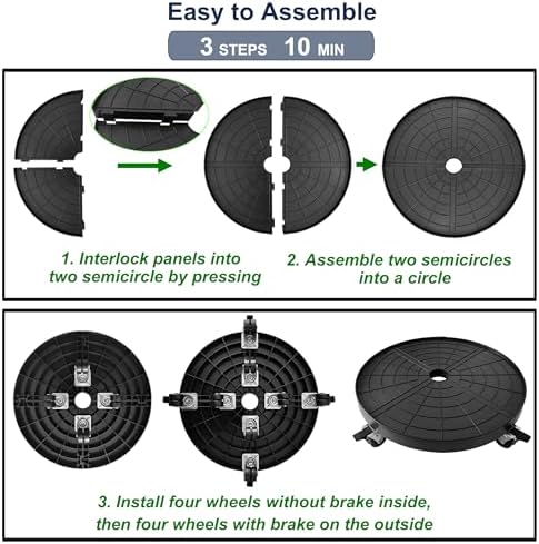 20 Inch Plant Caddy with Wheels Outdoor Indoor, Extra Large Rolling Plant Stand for 600lb Heavy Duty Flower Pots, Round Plant Rollers Lockable Potted Planter Dolly, Black