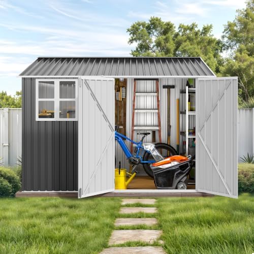 DWVO 10' x 8' Outdoor Storage Shed with Window and Lockable Doors