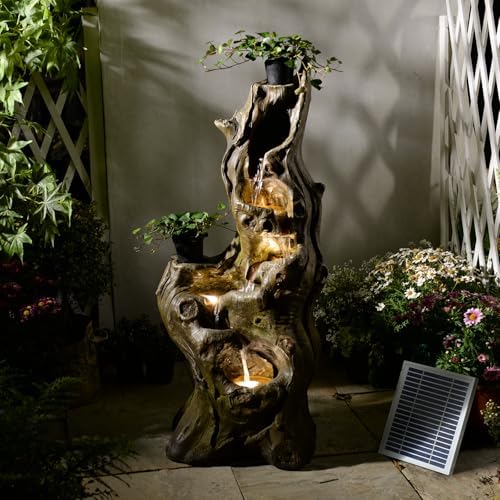 Solar Outdoor Water Fountain 5-Tiers Large Cascading Waterfall