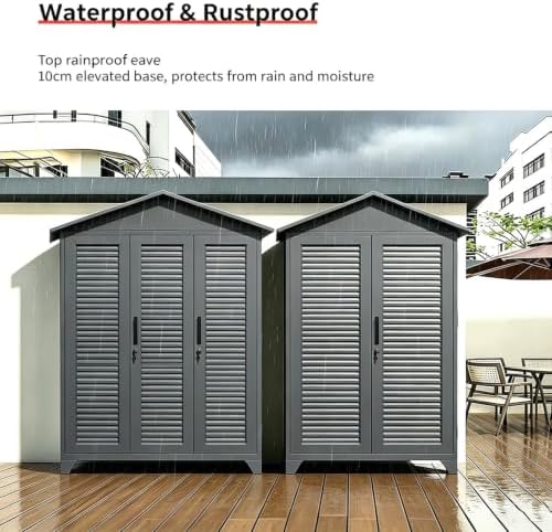 Large Steel Outdoor Tool Storage Shed with Sloped Roof, Gray