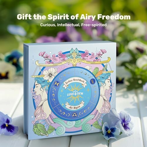 Lush&Dew Zodiac Garden Seed Bank Air Signs, Gardening Gifts for Women Men