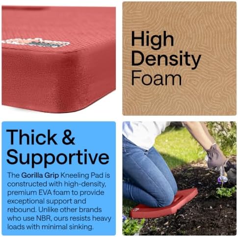 GORILLA GRIP® Extra Thick Foam Kneeling Pad for Gardening, 17.5x11 Red