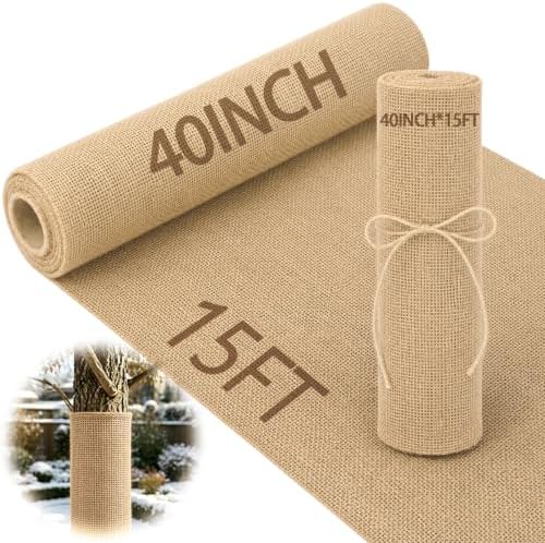 15ftx40in Natural Burlap Fabric Roll, High Density Jute Fiber Blanket