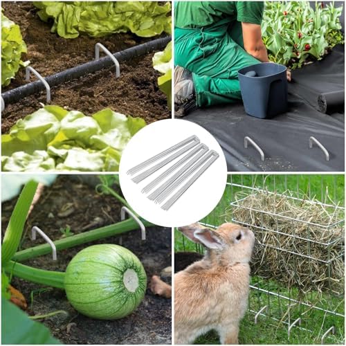 4 Inch Galvanized Landscape Staples, 12 Gauge Anti-Rust Garden Stakes, Weed Barrier Stakes 500 Pack