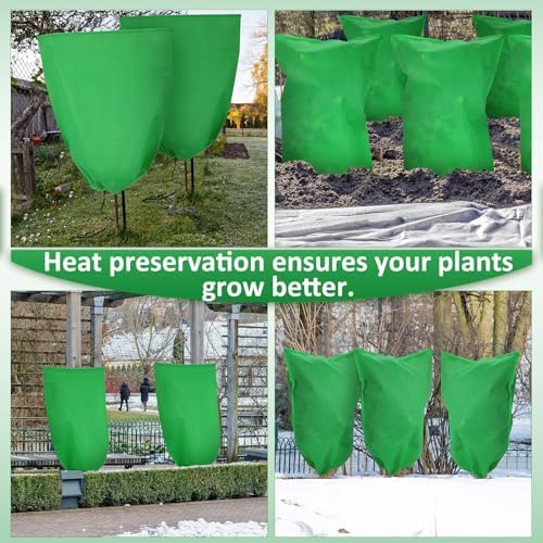 12 Pack Winter Plant Covers Freeze Protection, Dark Green
