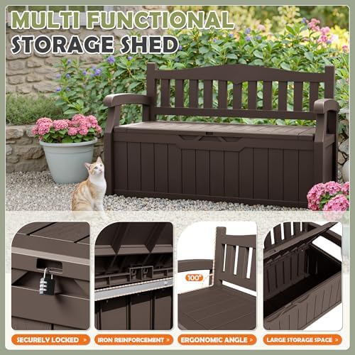 Homall 75 Gallon Outdoor Storage Benches Lockable Deck Box Waterproof