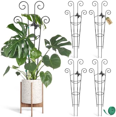Coomin 32.6in Monstera Plant Support Trellis With One Butterfly, 4P