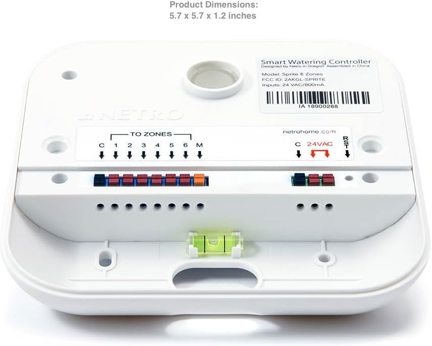 Netro Smart Sprinkler Controller, WiFi, Weather aware, Remote access, 6 Zone, Compatible with Alexa