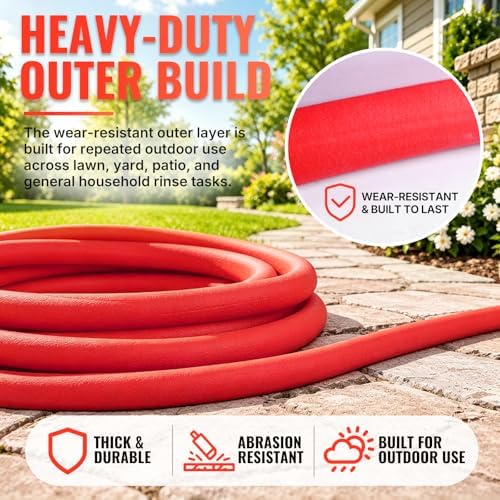 YAMATIC 30FT Flexible Garden Hose 5/8", Brass Swivel Handle Burst 600 PSI