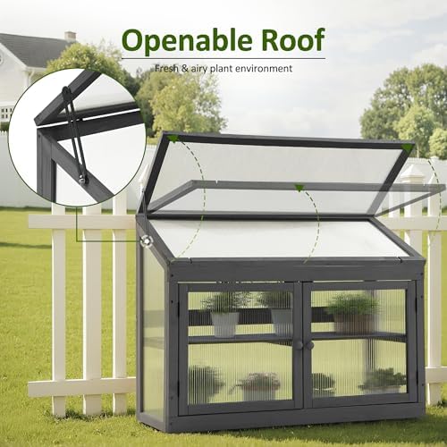 MCombo Wooden Cold Frame Garden Greenhouse Flower Planter 0160 (Dark Grey)