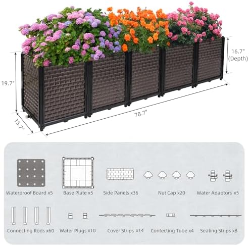 Large Planters for Outdoor Plants 20" Tall Planter Box, 78.7"L x 15.7"W