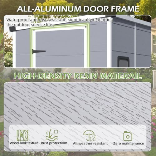 5 x 4 FT Plastic Outdoor Storage Shed with Floor, Resin Garden Shed
