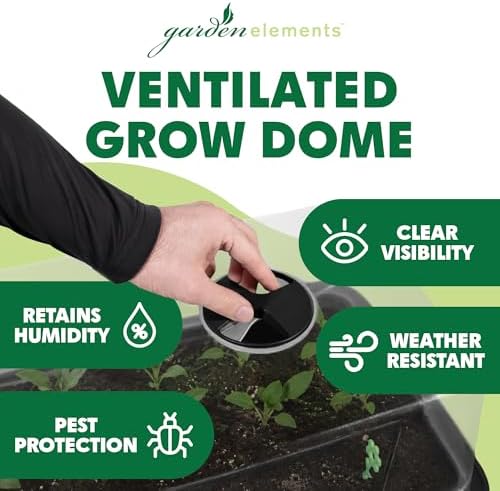 Garden Elements Black Elevated Raised Garden Bed, 29.5" x 15" - Self-Watering Planter Box with Ventilated Grow Dome for Indoor/Outdoor Vegetables, Herbs & Seed Starting